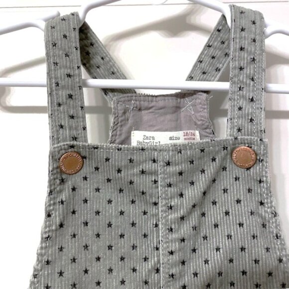Zara Baby Girl Toddler Corduroy Star Printed Pinafore Overall Dress 18-24 Months - Picture 3 of 10
